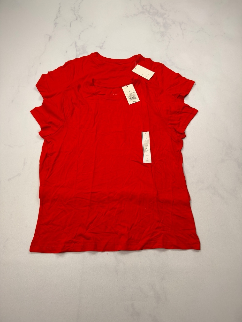 A New Day T-Shirt Red Scoop Neck Short Sleeve Lot of 2 - Womens L NWT